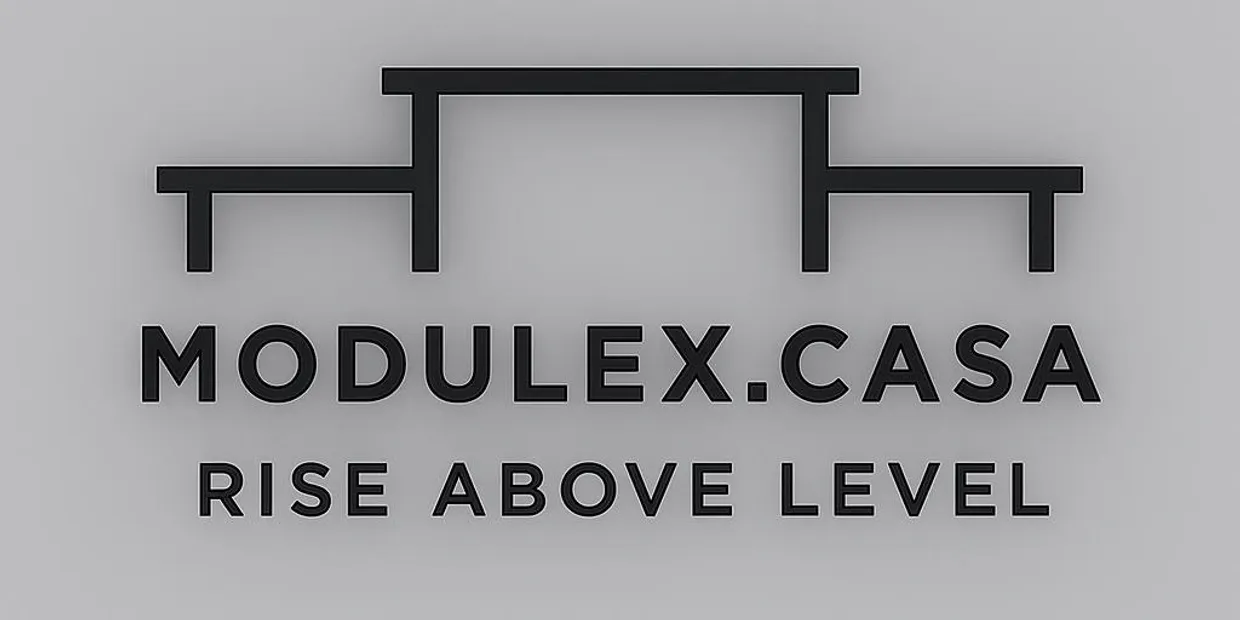 Logo for Modulex.casa with the tagline 'Rise Above Level'.